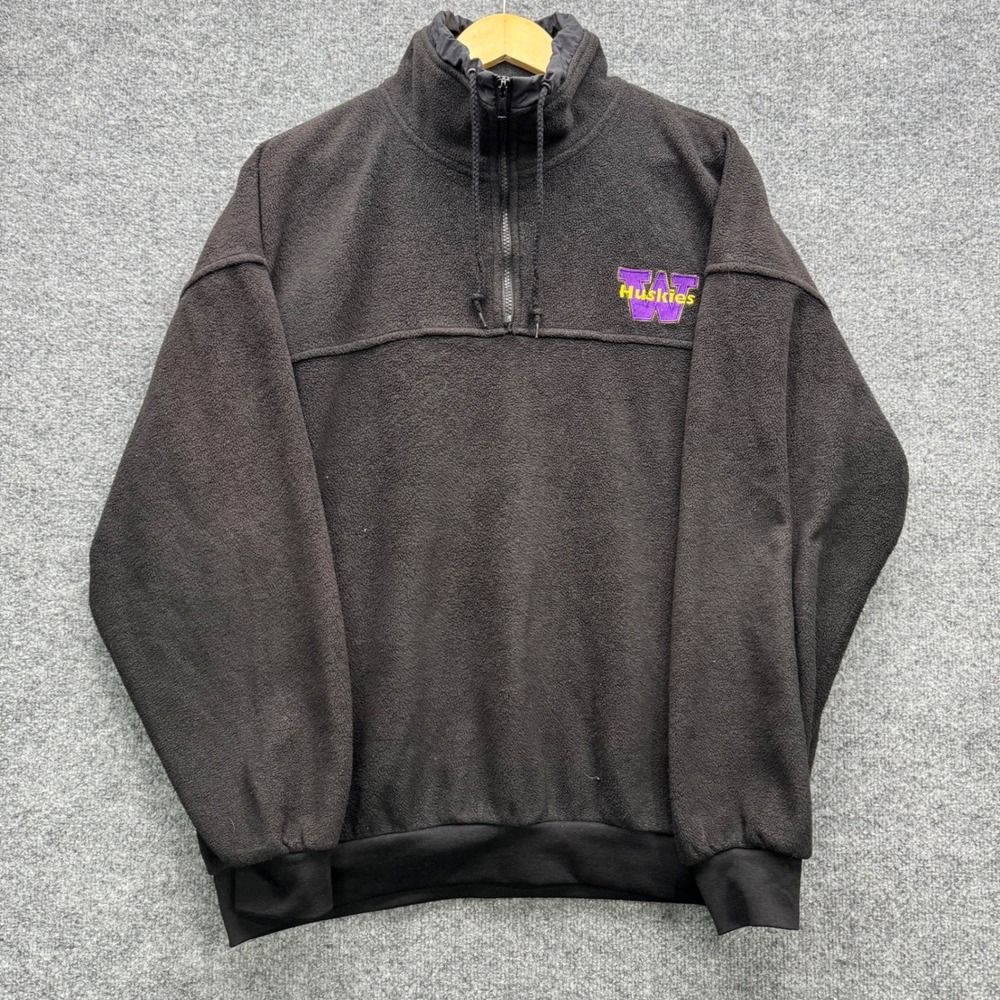 Washington Huskies Fleece Pullover Men's One Size Black Quarter Zip Sweatshirt